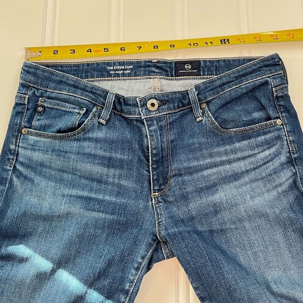 AG × Anthropologie Stevie Low‑Rise Slim Straight Cuffed Ankle Jeans Size 29 - Picture 8 of 11